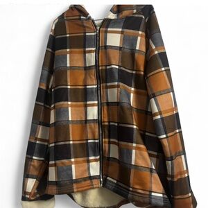 Plaid Hooded Jacket with Zipper